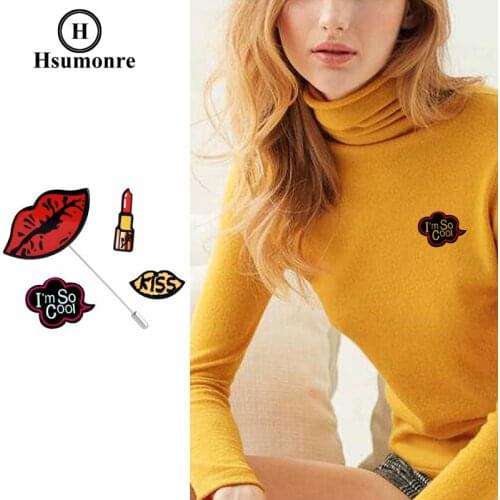 Mouth Cartoon Cute Brooches Red Kiss Lipstick Lapel Pins Colorful Acrylic Jeans Denim Shirt Pin Badge Jewelry 3pcs/set