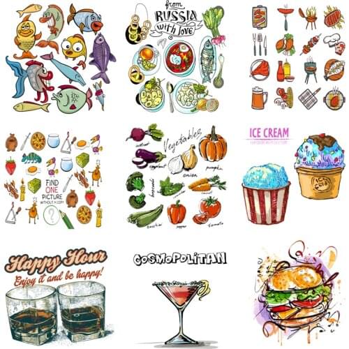 Iron on Transfer for Clothing Thermo-stickers for Kids Diy Cute Patch Combination Textile Vinyl Stripes Ironing Applications C