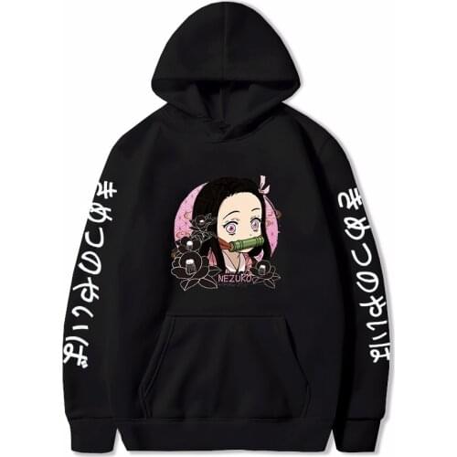 Japanese Anime Demon Slayer Hoodies Harajuku Kamado Nezuko Printing Hooded Men Streetswear Sweatshirt Women Tops gothic Clothing