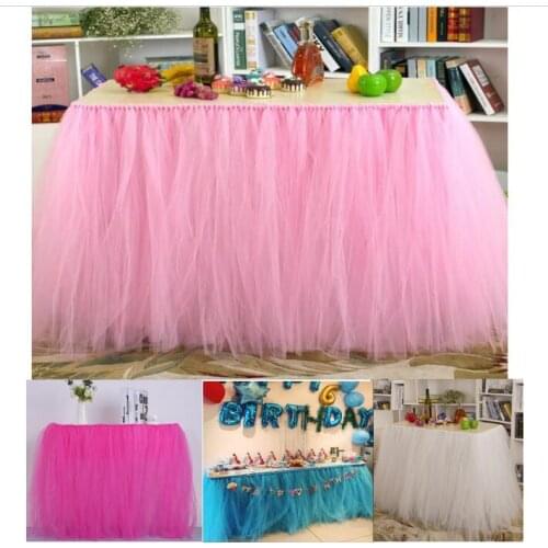 Tulle Tutu Table Skirt Tulle Tableware for Wedding Decoration Baby Shower Party Wedding Table Skirting Home Textile FD015