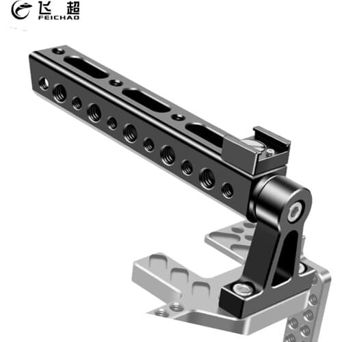FEICHAO Top Handle Grip with Cold Shoe Mount 1/4 3/8 Screw Hole for DSLR Quick Release Camera Cage Monitor Camcorder Stabilizing
