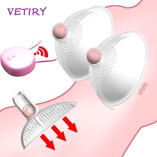 Nipple Massage Vibrator Clitoris Stimulator Remote Control Breast Enlargement Pump Chest Massager Sex Toys for Women 10 Speeds