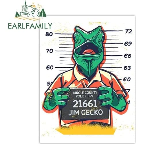 EARLFAMILY 13cm x 10.3cm for Gecko Criminal Photo Car Stickers and Decals Helmet Scratch-proof Graffiti Camper Vinyl Car Wrap