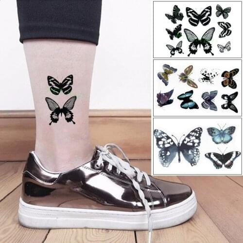 Waterproof Temporary Tattoo Sticker Butterfly Fake Tatto Flash Tatoo Leg Arm Hand Foot Tatouage for Girl Women Men Kids