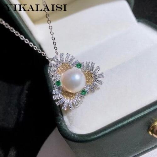 YIKALAISI 925 Sterling Silver Necklaces Jewelry For Women 9-10mm Oblate Natural Freshwater Pearl Pendants 2021 Wholesales