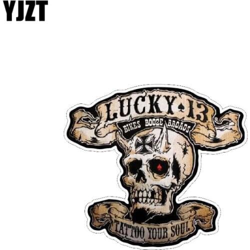 YJZT 10.4CM*9.3CM Creative Lucky 13 Skull Tattoo Soul PVC Car Sticker Decal 6-0041
