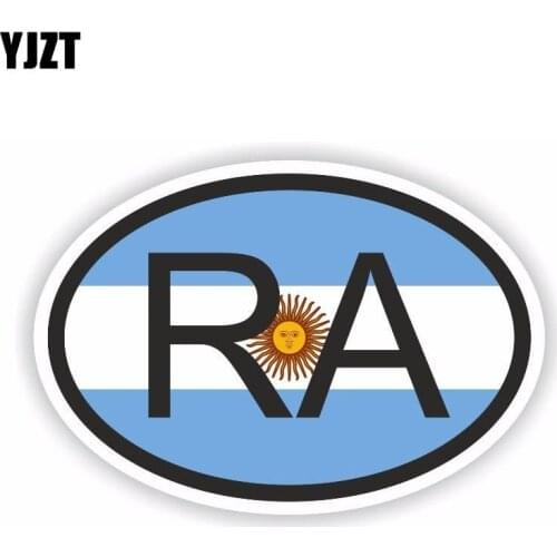 YJZT 10.8CM*7.2CM Argentina RA Car Sticker Country Code Oval Decal PVC 6-0378