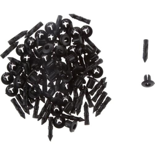 50 Pcs 6mm Black Plastic Push-Type Rivets Fastener Fender Clips For Suzuki Yamaha Honda Ninja Norton Etc