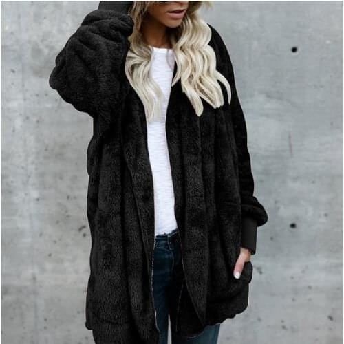 Fashion Women Autumn Winter Plush Hooded Sweatershirt Coats Long Sleeve Warm Outwear Jacket Blusas Plus Size 3XL 6Q0385