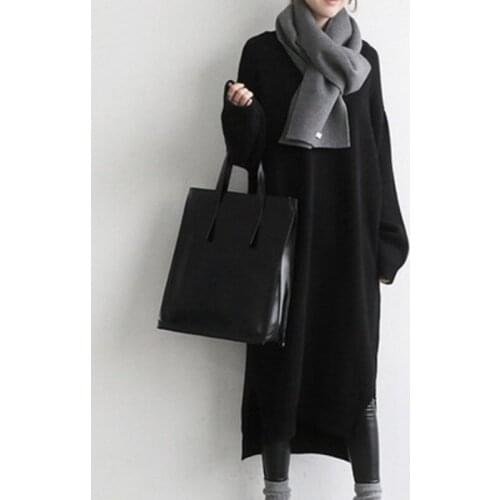 Winter Warm Mother Daughter Sweater Dress Long Sleeve Family Look Knitted Clothes Turtleneck Slim Mommy Loose Casual Female