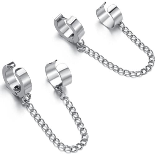 Titanium Steel Men Women Clip-on Fake Earrings No Pierced Earcuff Ear Clip Earrings Without Piercing Street Hip Hop Punk Jewelry