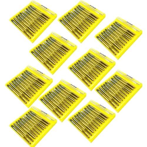 10box(included 100pieces M4 Tap) High Quality Titanium Coated HSS M4 Spiral Pointed Tap Fluted Machine Screw Tap DIY Tool Kit
