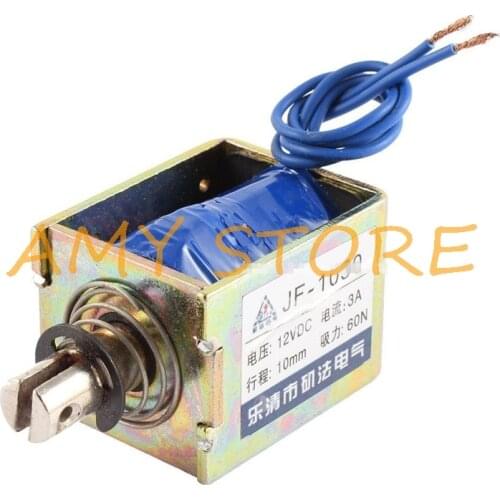 10mm Stroke 60N 6Kg Force Push Pull Open Frame Solenoid Electromagnet DC 12V 0.36A JF-1050B