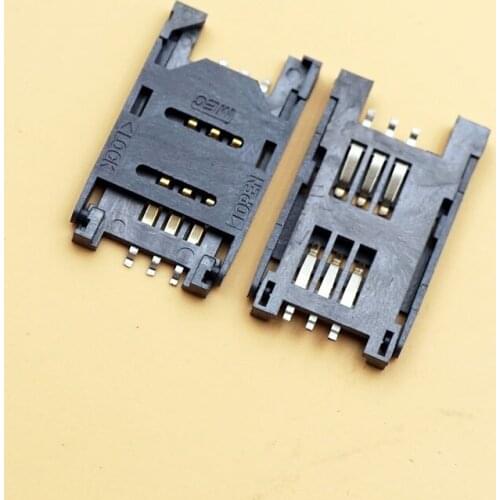 100pcs Clamshell SIM Card Solts Connector 6-pin Mobile Phone Sim Card Holder 6P gold plated all plastic