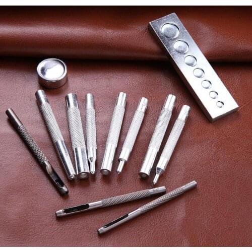 12pcs DIY Snap Rivet Fastener Buttons Installation Tool Kit for Leather Handicrafts Accessories Metal Hand Punch Tool Set