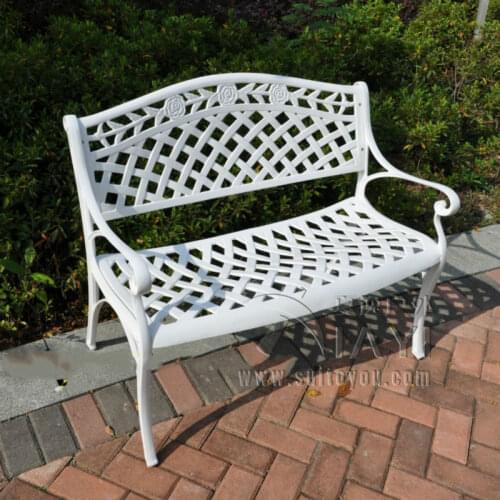 2 person cast aluminum path chair ,patio benches for garden ,park yard,poolside-anti-rust (white ,bronze,black)