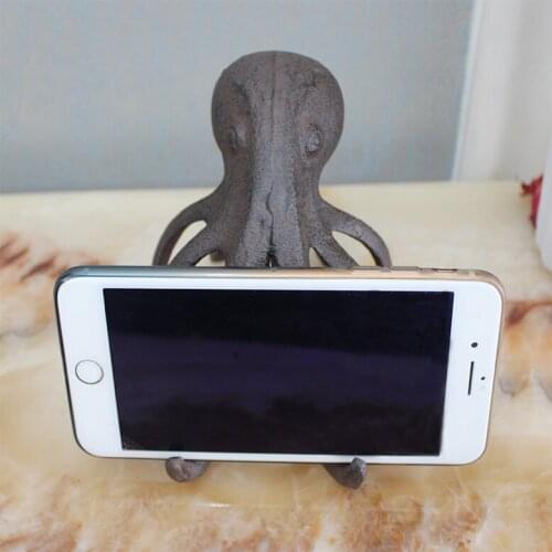 2 Cast Iron Octopus Mobile Phone Holder Vintage Statuette Statue Figurine Business Cards Rack Stand Home Bar Pub Club Desk Table