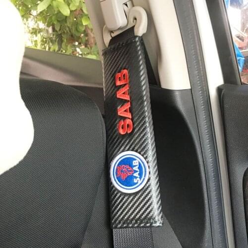 2PCS Carbon Fiber Car Seat Belts Covers Shoulder Pad Sleeve Protection Strap For SAAB Vector Linear Wagon saab95 ARC AERO