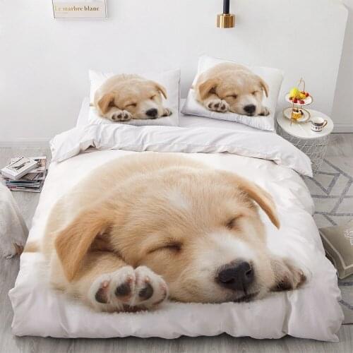 3D Bedding Sets White Duvet Quilt Cover Set Comforter Bed Linen Pillowcase King Queen 265*230 Size Dogs Pets Dog