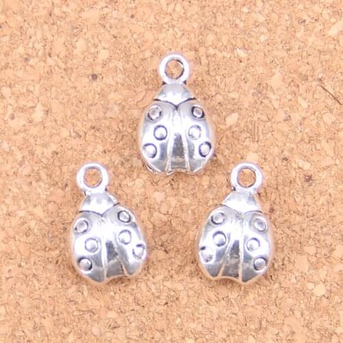 58pcs Charms ladybug bug 14x9x5mm Antique Pendants,Vintage Tibetan Silver Jewelry,DIY for bracelet necklace