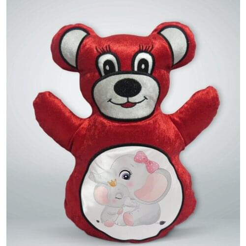 BK Gift Cute Elephant Design Red Teddy Bear Yastık-9