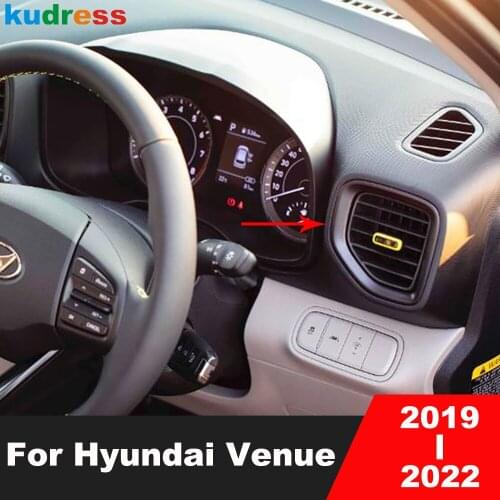 For Hyundai Venue 2019 2020 ABS Carbon Fiber Front Air Condition Vent Outlet Cover Frame Trim Decorate Car Interior Accessories