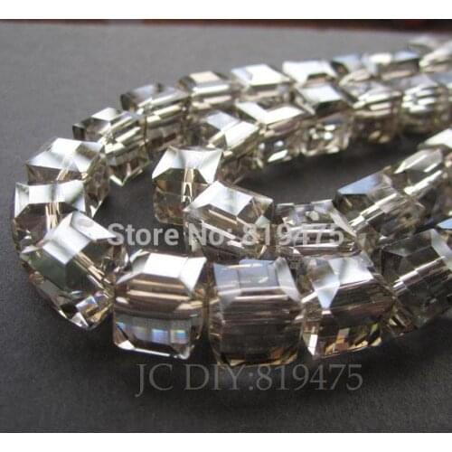 20 pieces/lot) 10mm Cube Glass crystal beads Loose beads for jewelry making Gray Color