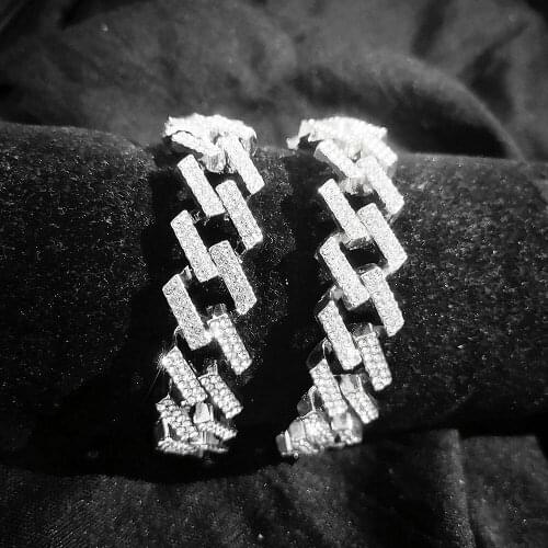 Full Iced Out Cuban Chain Mens Hip Hop Jewelry Big Gold Chains Rhinestone 15mm Rapper Fashion Luxury Charm Bracelet Men Women