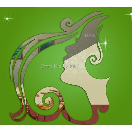 DIY beauty face art acrylic wall mirror decal sticker ,New acrylic 3D wall mirror sticker decoration