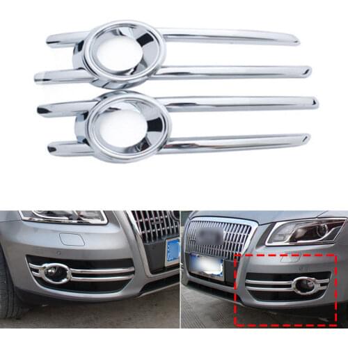 For Audi Q5 2009-2012 Car Front Fog Light Lamp Grill Frame Panel Cover Bezel Trim ABS Chromium Auto Styling Garnish Sticker