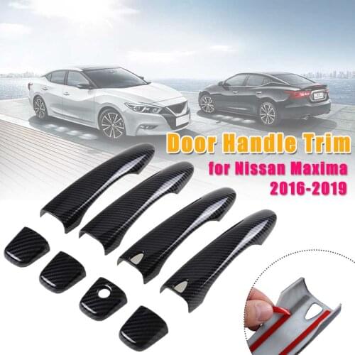 For Nissan Maxima 2016 2017 2018 2019 Carbon Fiber Exterior Door Handle Cover with Key Hole Molding Trim Auto Accessories