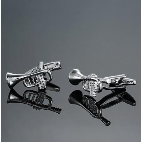 DY New high quality music equipment design silvery trumpet Cufflinks fashion Mens French shirt Cufflinks free shipping