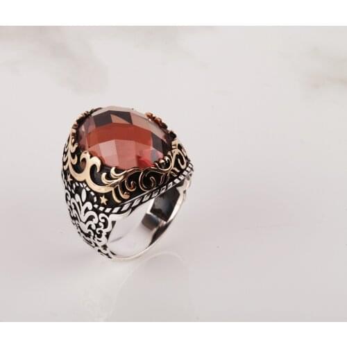 UM US JEWELRY Soltanit Cubic Zirconia 925 Sterling Silver Men Ring