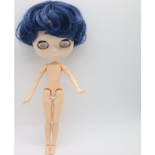 Without eyes chips boy joint body Nude blyth doll for DIY blue hair