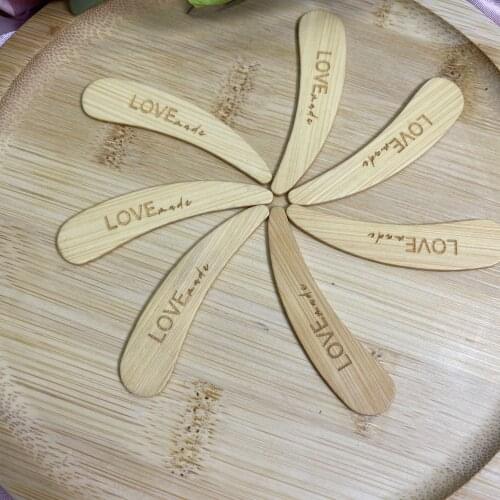 Engraved Customized Logo Bamboo Wood Hair Remover Wax Beans Spatula Cosmetic Mud Sticks Applicators