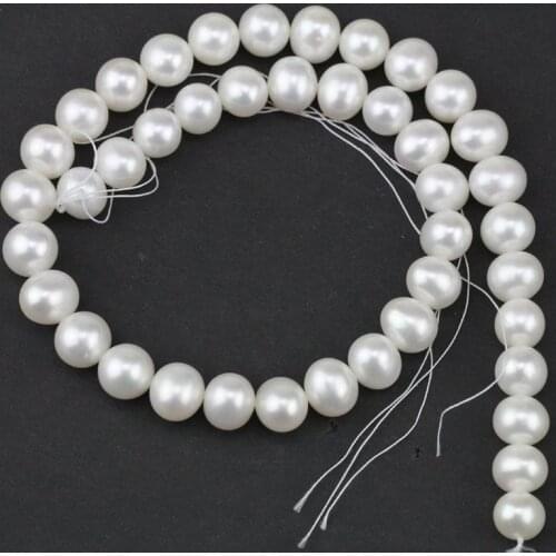 Unique Pearls jewellery Store,10mm Round White Color Freshwater Pearl Loose Beads,15inches One Full Strand