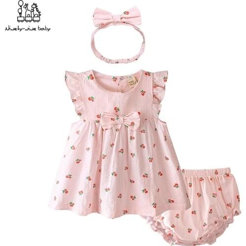 Cute Floral Romper 3pcs Baby Girls Clothes Jumpsuit Romper+Headband+Underpants 0-24M Ifant Toddler Newborn Outfits Set Hot Sale