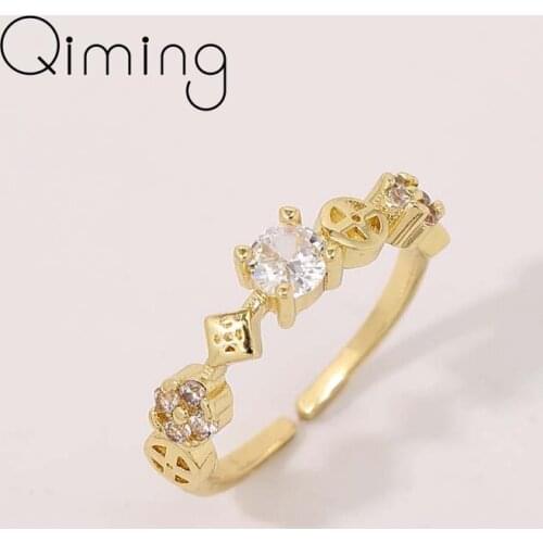 Gold Fashion Exquisite Crystal Rings For Women Ladies Cubic Zirconia Exquisite Fashion Jewelry Wedding Ring