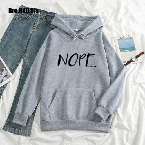 Fashion Women Hoodies Casual Style Nope Letter Print Long Sleeve Winter Clothes Streetwear Warm Fleece Female Tops
