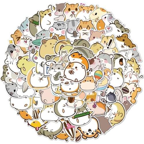 TD ZW 100pcs /lot Lovely Cartoon Hamster Stickers for Laptop Scrapbook Stationery Book Toys Kids DIY Cut Creative Sticker Decal