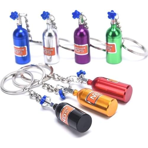 NOS Turbo Nitrogen Bottle Metal Key Chain Key Ring Holder Car Keychain Pendant Jewelry For Women Men Unique Mini Keyring