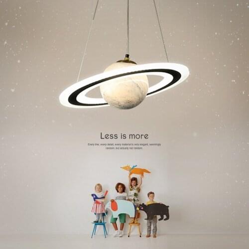 Newest Pendant Lamp Led Designer Planet Children Room Glass Ball Creative Boy Girl Living Bedroom Space Reading Indoor Decor