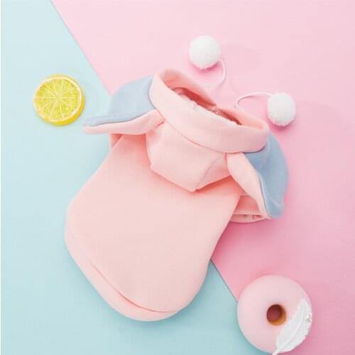 New style cat dog pink sweater big ears cute cartoon Hooded Sweater cats two legged clothes little dog pet clothes