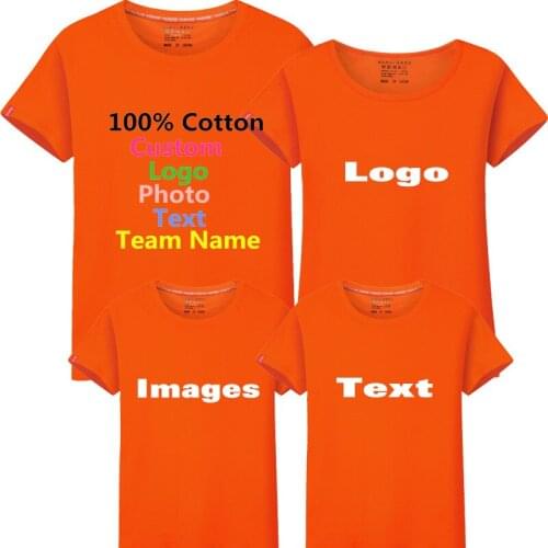 Solid Custom Photo Logo Text Printed Family Men T shirt Company Party Team Class Uniforms Dad Mom Kid Child Boy Girl T-shirt Top