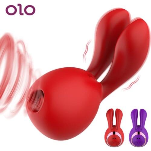 OLO Cute Rabbit Shape Clitoris Stimulator Sex Product For Adults 5+8 Mode Oral Sucking Vibrator Nipple Clamps Sex Toys for Women