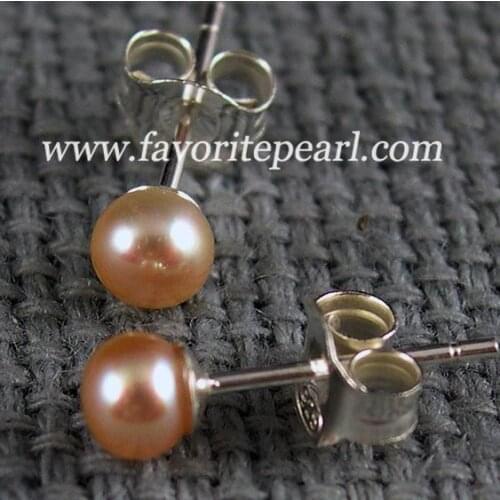 Favorite Pearl Earrings AAA 4-4.5mm Pink Natural Freshwater Pearl Stud Earring Set Perfect Girl Baby Fine Jewelry Women Gift