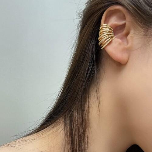 1pc Exquisite Zircon Inlaid Ear Cuff Clip Earring for Women Gold Plated Multi Circles No Piercing Earring Fashion Jewelry