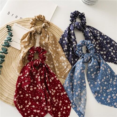 SUNNEE FACE Vintage scarf bowknot Women Hair Ponytail Holder, Rubber Serpentine Summer headbands Elastic Hair ties for Girls