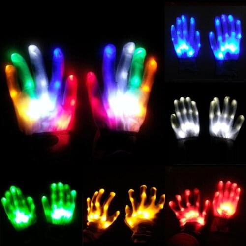 LED Gloves Neon Guantes Glowing Halloween Party Light Props Luminous Flashing Skull Gloves Stage Costume Christmas Supplies