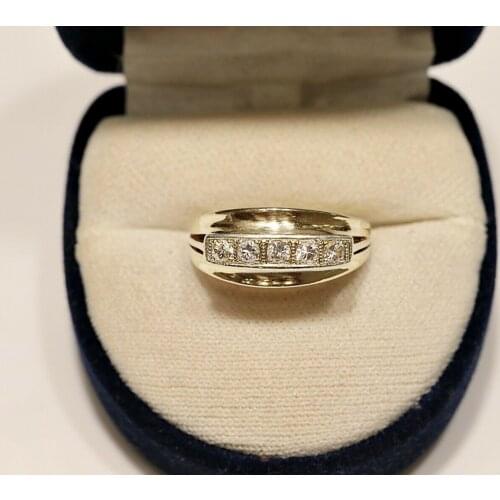 OLD VINTAGE RUSSIAN 14K GOLD NATURAL DIAMOND DECORATED PRETTY RING